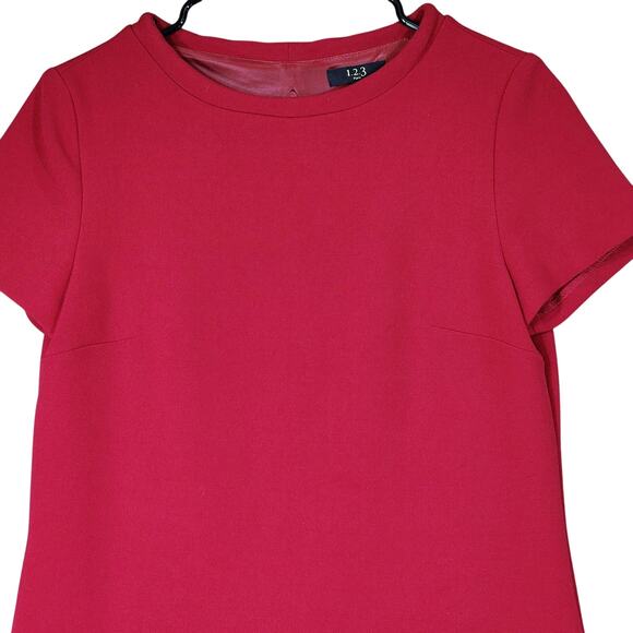 Maison‎ 123 Paris Shift Dress sz M US 38 F Cranberry Red Stretch Pockets Career - Picture 6 of 12